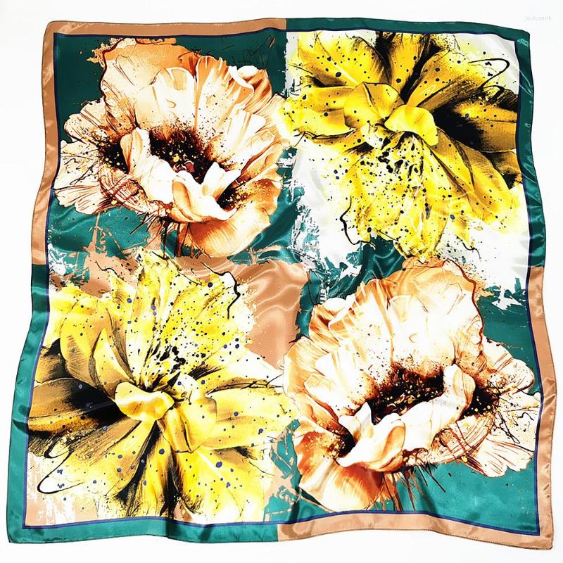 

Scarves Fashion 90 90cm Square Women Lovely Plain Silk Shawl Scarf Office Lady Hair Neck Headband Foulards Headcloth Muslim Capes FJ563