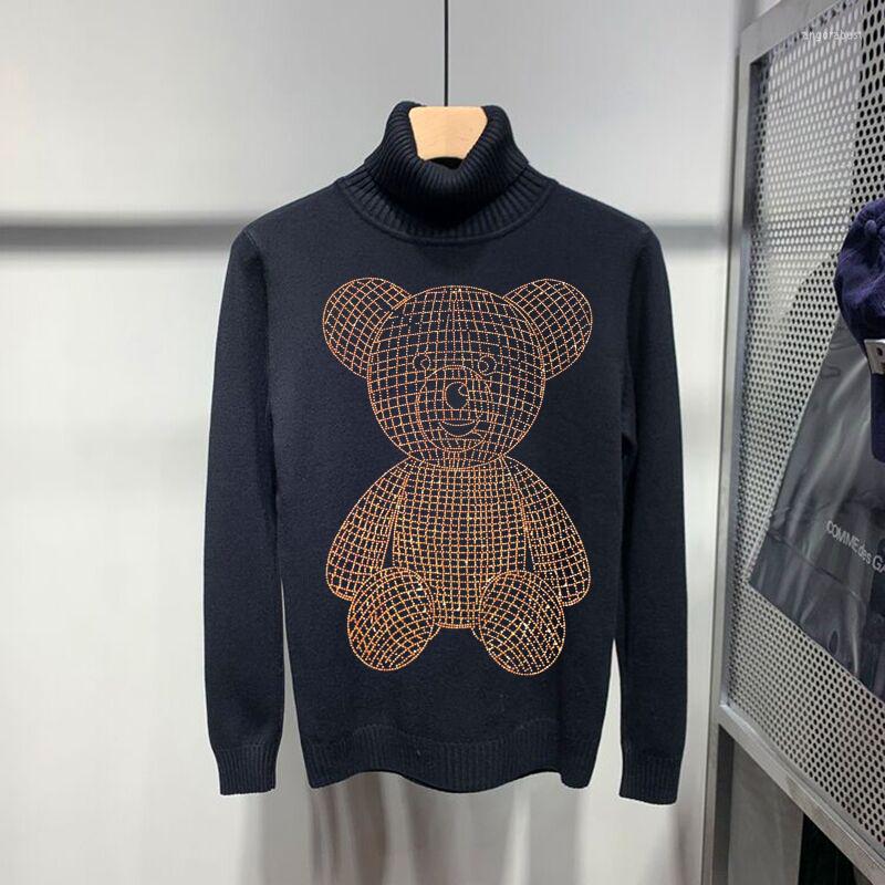 

Men's Sweaters Knitted Good Quality Cashmere Winter Casual Slim Pullover Oversized Men's Turtleneck Sweater Cartoon, As shown asian size