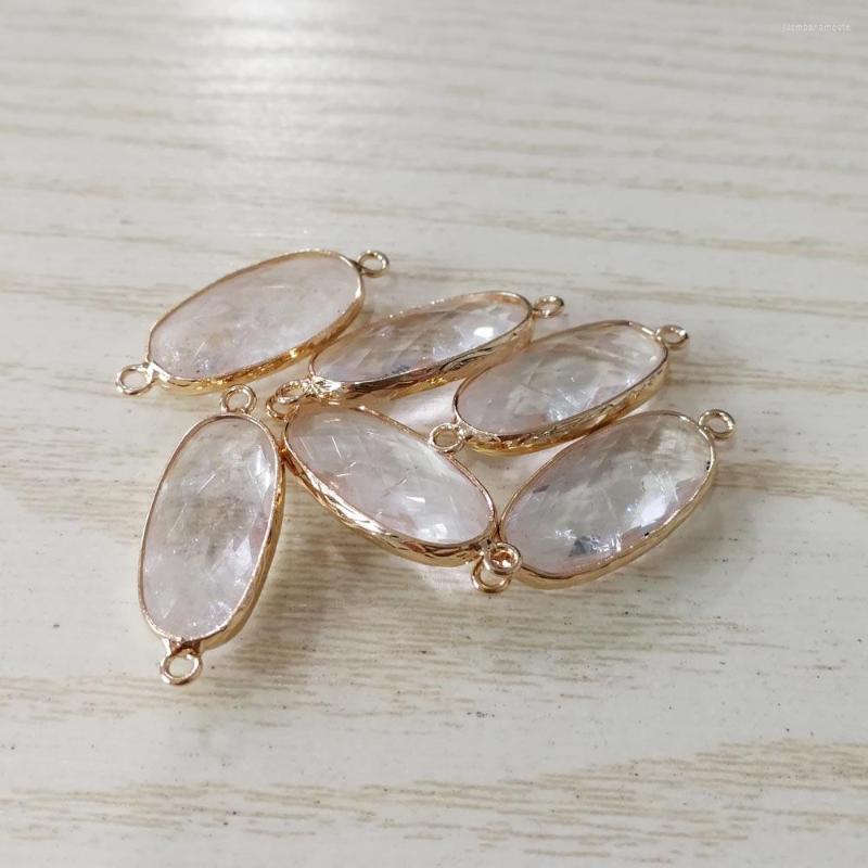 

Pendant Necklaces Natural White Crystal Stone Gold Color Connector Bracelet Necklace Accessories Wholesale 6pcs For Jewelry Making