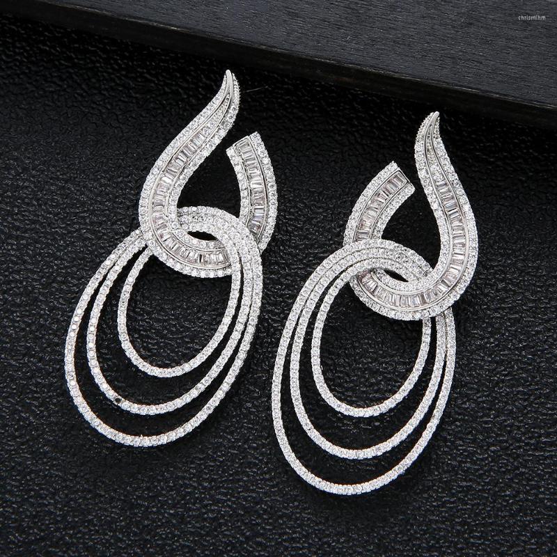 

Dangle Earrings Fashion Arrival Big Drop For Women Wedding Party Cubic Zircon Dubai Bridal Earring Boucle D'oreille 2022 E-1026