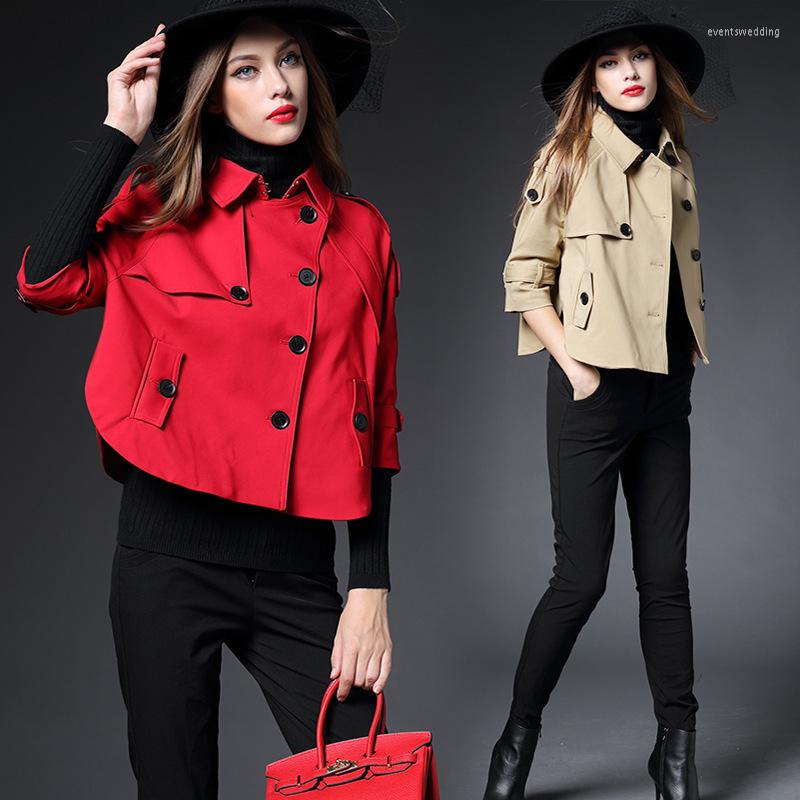 

Women' Trench Coats Coat Long Spring Waterfall Runway Dust Women 2022 Plus Size Double Breasted Female Ladies Windbreaker Red Loose, Black