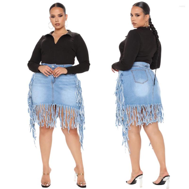 

Skirts Jeans Tassel Skirt Sexy Women Elegant Blue Denim Casual Summer, Ml23292