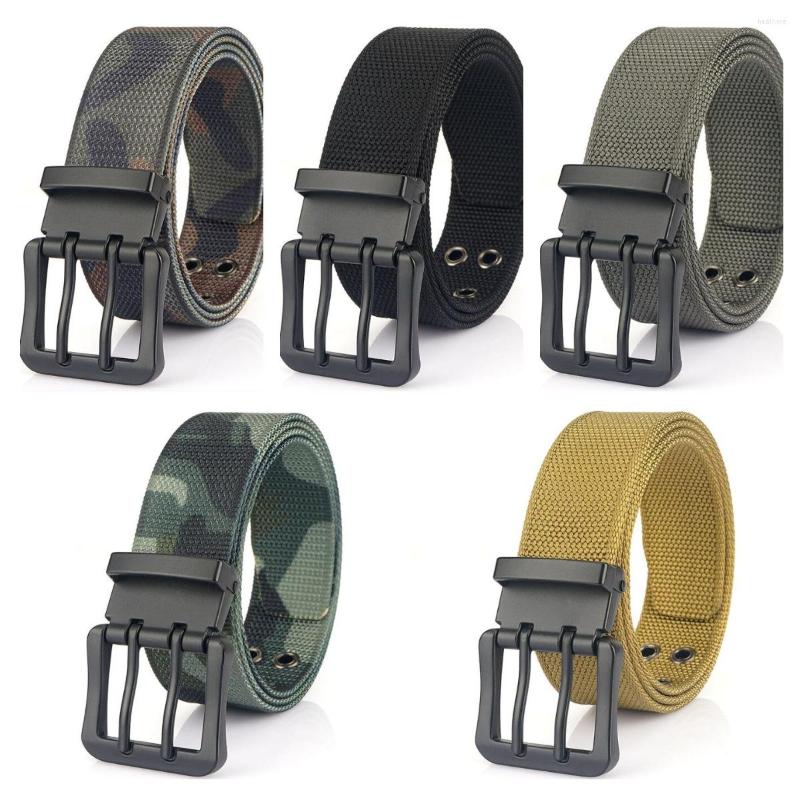 

Belts Double Pin Buckle Durable And Strong Nylon Men's Belt Fashionable Youth Leisure For Men Luxury Designer, Black
