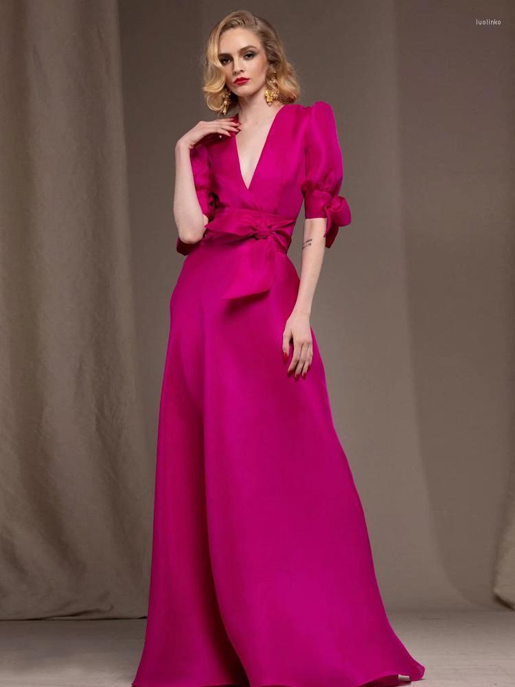 

Party Dresses Designer Women' Summer Fashion High Quality Vintage Chic Street Celebrity Sexy Gorgeous Elegant Long, Rose red