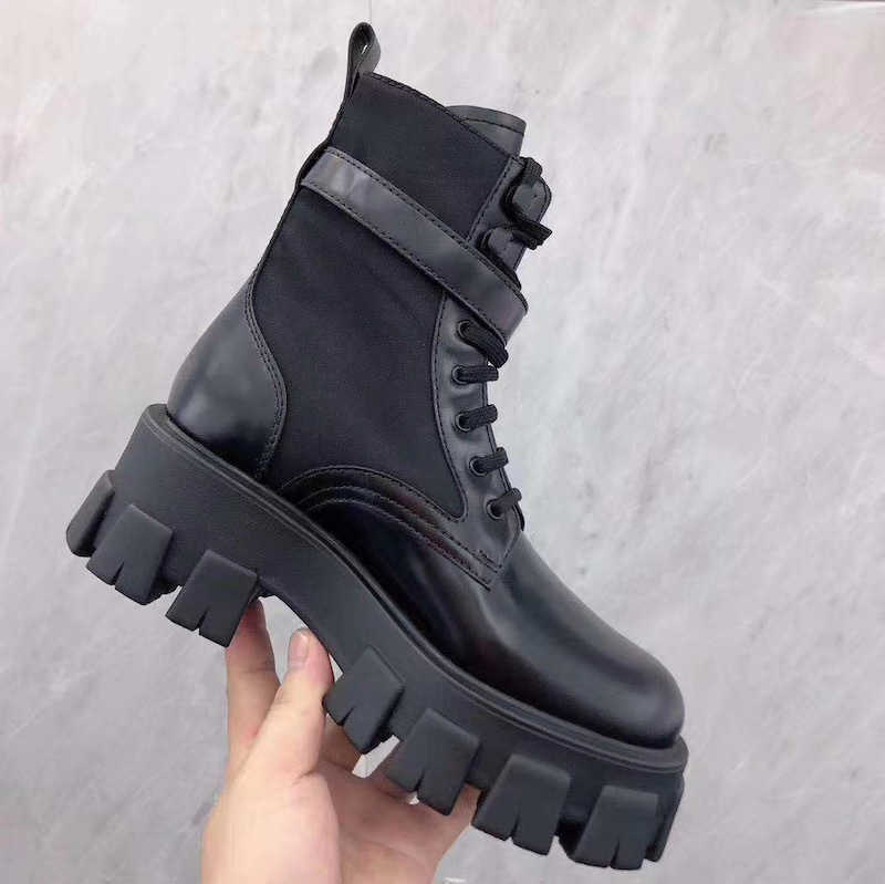 

Designers Women prad Men Rois Boots Ankle Martin Boots And Nylon Boot Military Inspired Combat Boots Nylon Bouch Attached To The Ankle Large Size CNS7, Cloth