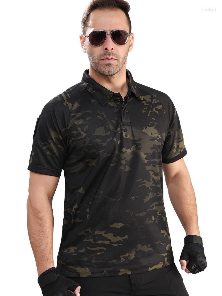 

Men' Polos 2022 Men Summer Polo Shirt Casual Military Camouflage Short Tactical Oversize Musculation Para Hombre, Black