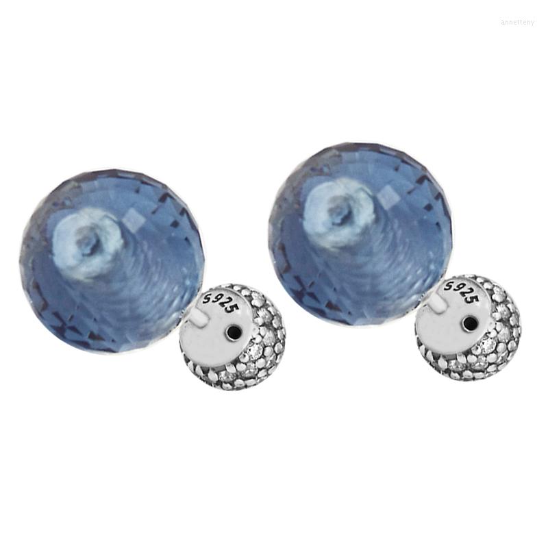 

Stud Earrings Shimmering With Midnight Blue Crystals & CZ 925 Sterling Silver For Women Fashion Jewelry