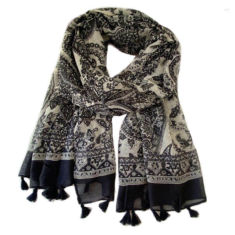 

Scarves 2022 Beautiful Paisley Print Tassel Scarf Shawls Long Soft Wrap Hijab