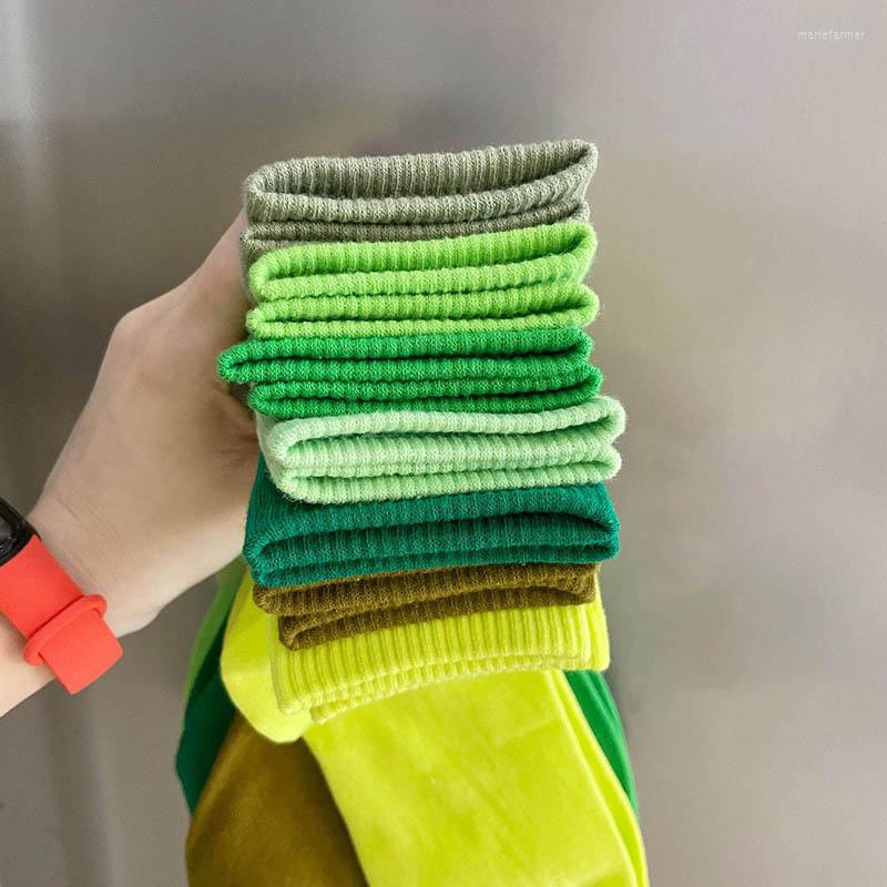

Women Socks Solid Color Harajuku Lady Cotton Striped Fluorescent Green Soft Sock Korean Designer Skateboard Sport Soxs, Gray