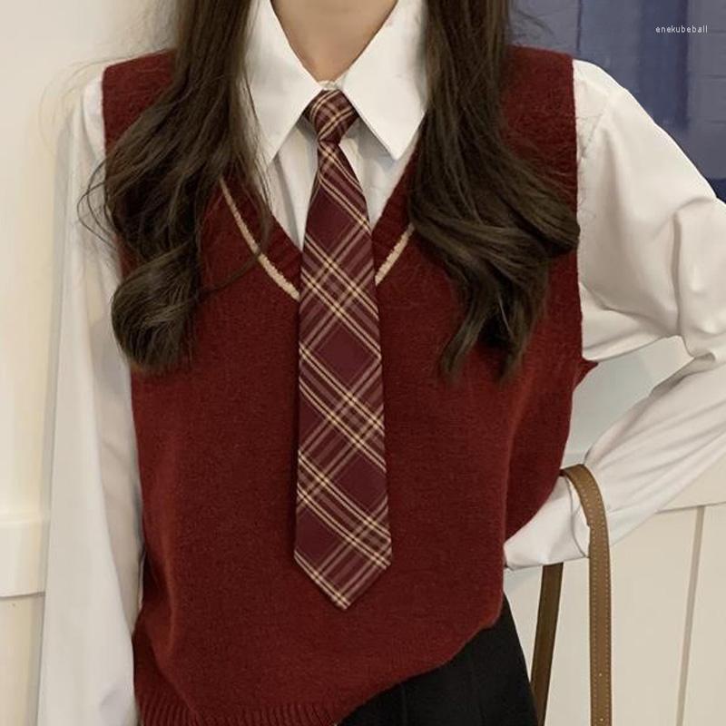 

Bow Ties JK Tie Women's Japanese Uniform Student Preppy Style School Bachelor's Gown Men's Shirt Wine Red Bluzka