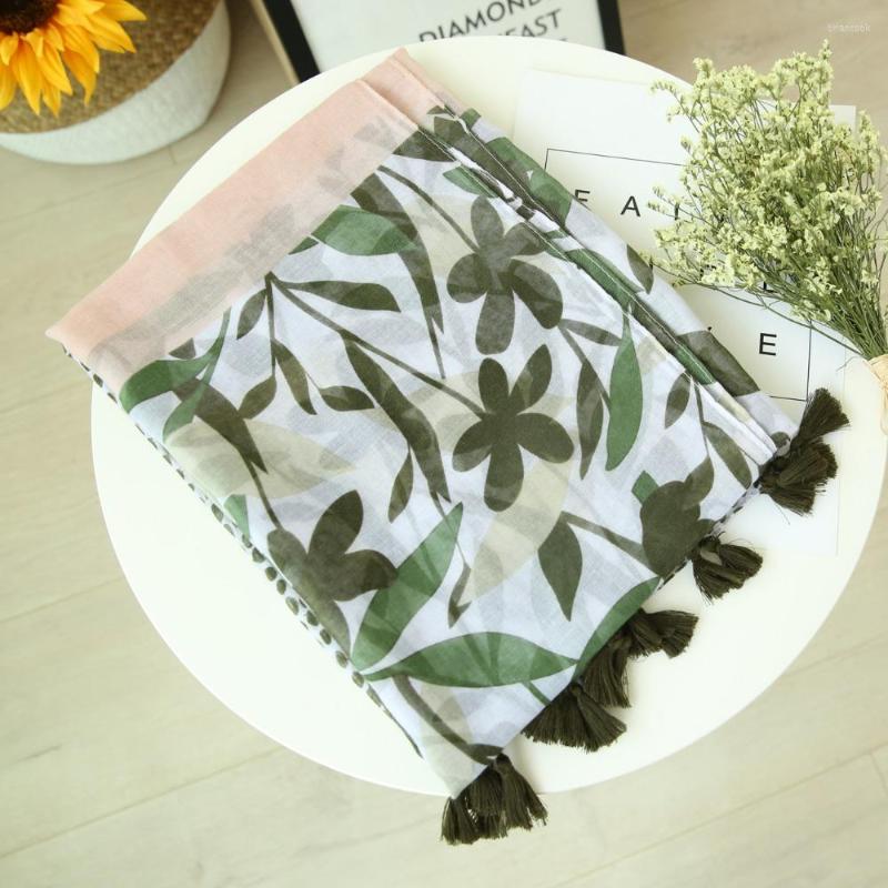 

Scarves 2022 Fashion Tree Leaf Print Tassel And Shawls Women Leaves Polka Scarf Muffler Wraps Hijab