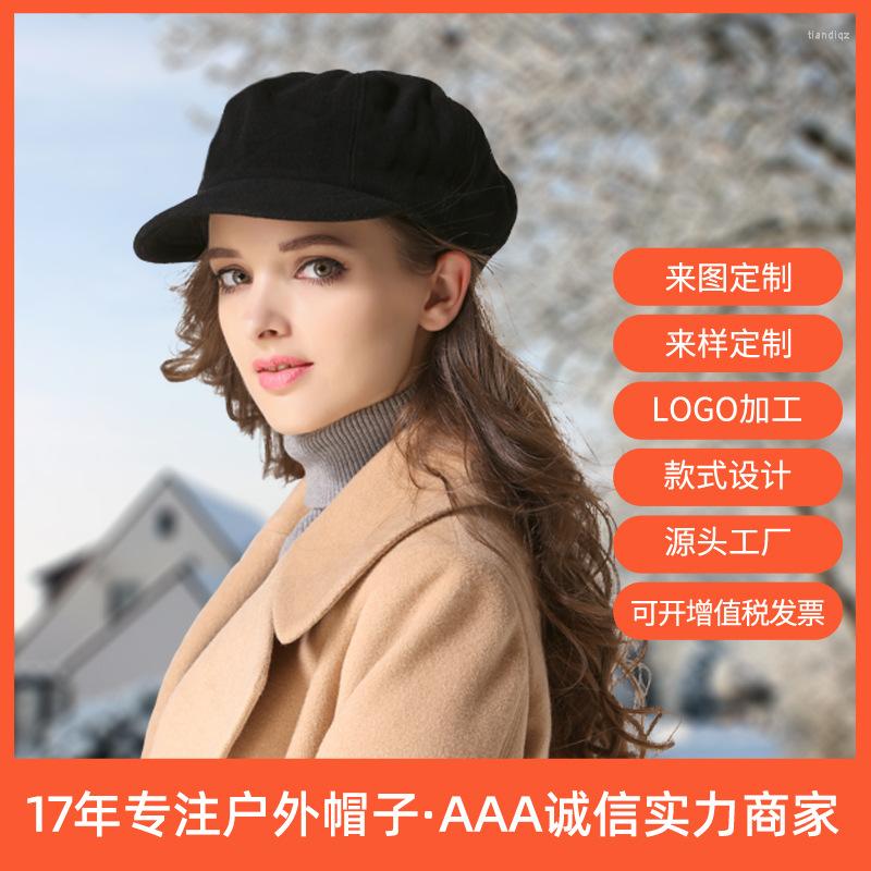 

Berets Wool Octagonal Cap Spring Autumn And Winter Korean Men's Lady Couple Fashion Children Hat Beret, Red size 58