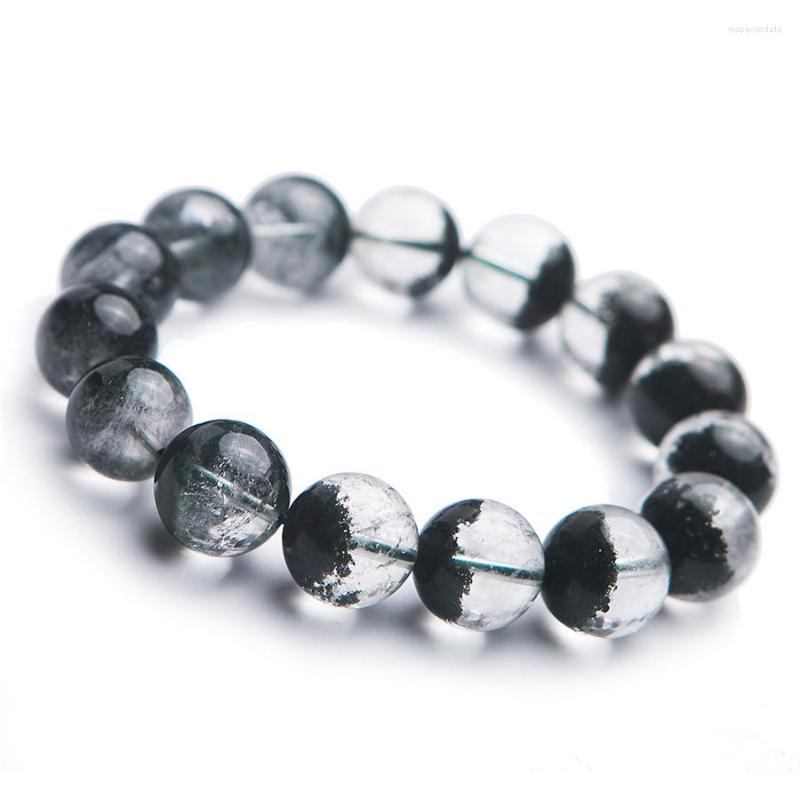 

Strand 14.5mm Genuine Green Natural Phantom Quartz Crystal Gems Stone Big Stretch Round Bead Powerful Woman Men Bracelet