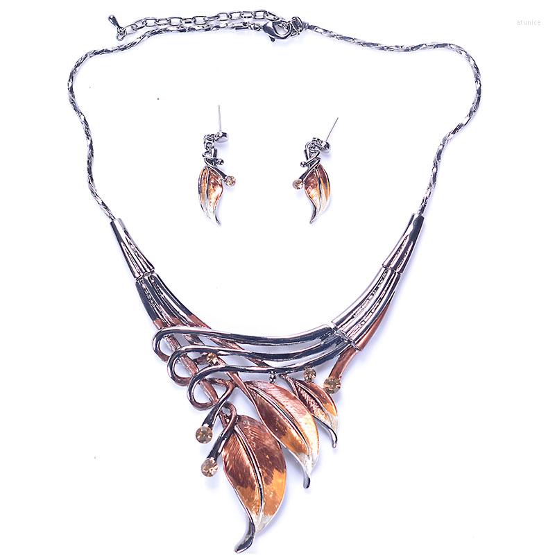

Necklace Earrings Set High Quanlity Fashion Brand Unique Designed Elegant Leaf Necklace/Earring For Party Gift S6014, Picture shown