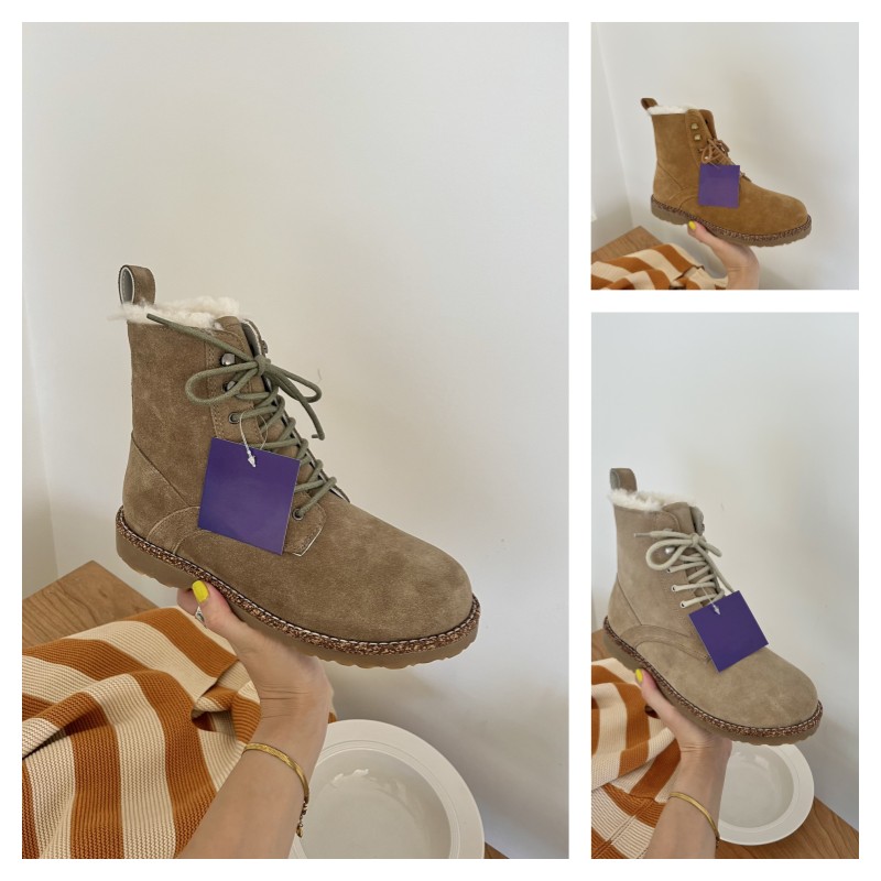 

Birkens Winter Boots Womens Bryson Shearling Casual Lace-Up Ankle Boot Birk Tan Chestnut plush wool stock Booties High Top Outdoor Hiking Fur Shoes sneakers, Do not choose;separate color;contact me
