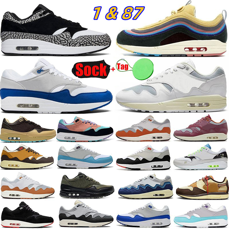 

Running shoes 1 87 Patta Waves 1s 87s Noise Black Grey Monarch Night White Black Treeline Sean Wotherspoon Elephant Gum Obsidian mens womens outdoor sports trainers, 17