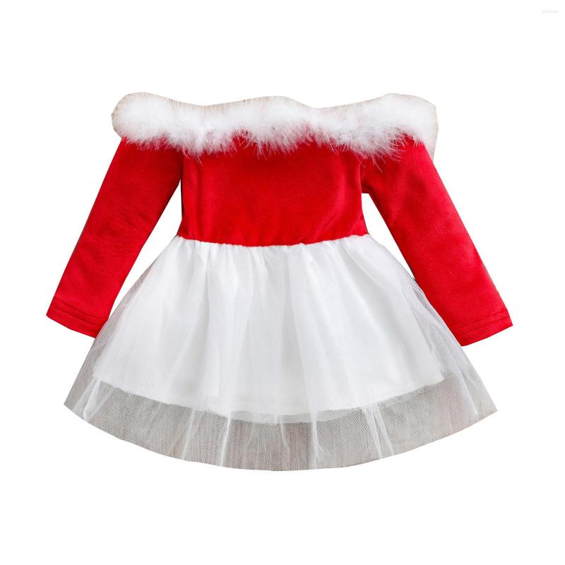

Girl Dresses Infant Kids Baby Girls Off Shoulder Long Sleeve Santa Fuzzy Dress Red Christmas Frock Gown Spring Autumn Outfits 6M-4T, Picture shown