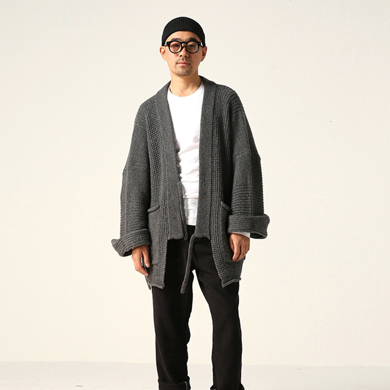

Men's Sweaters Kapital Grey Vneck Lace Up Long Sleeved Knitted Sweater for Women and Men Japanese Vintage Cardigan Coat Waffle Kendo Robe 221114, Light grey