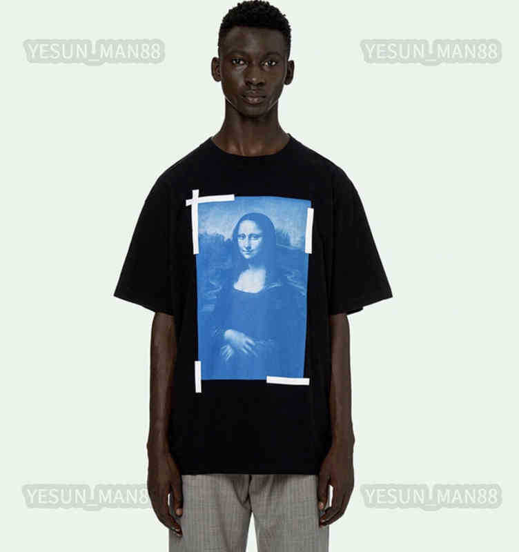 

Designer Luxury Summer Off Classic Mona Lisa Oil Painting Printed T Shirt Fashion Mens And Womens Round Collar White Black Tee