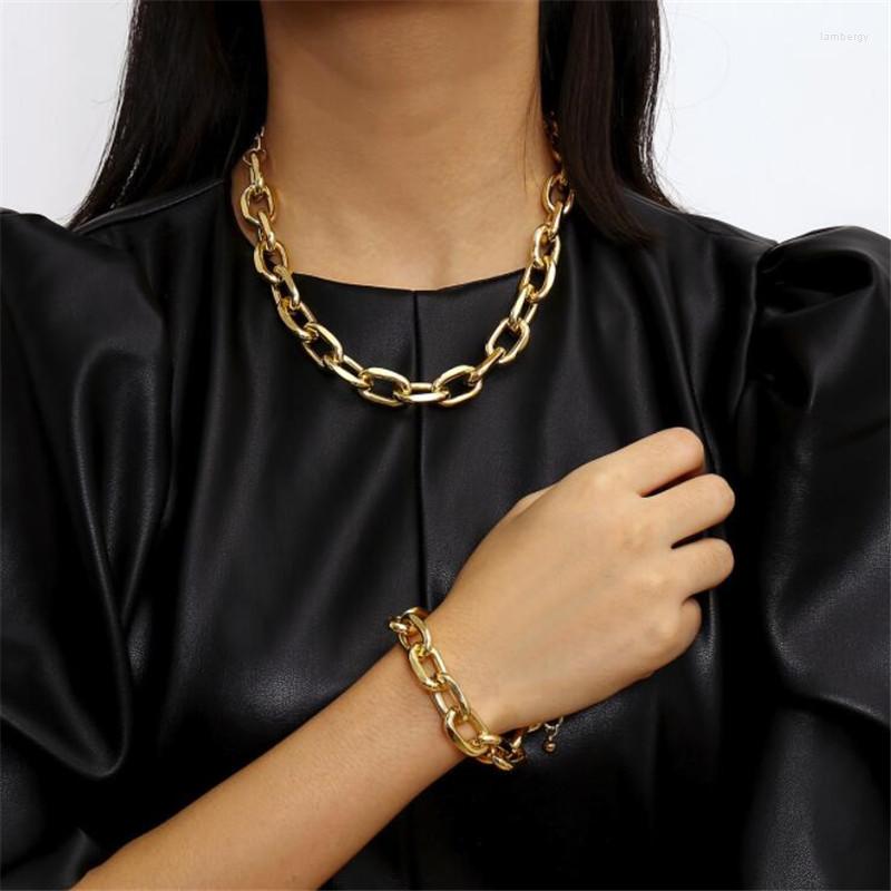 

Choker 2pcs/set Link Chian Necklaces For Women Gold Necklace Jewelry Gift Collares