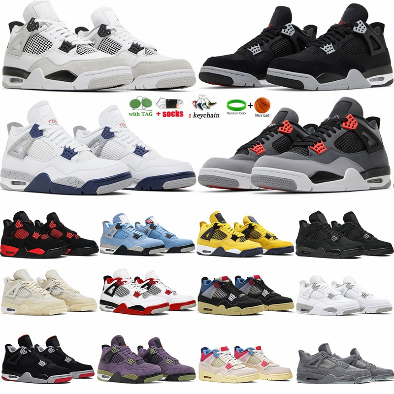 

4 basketball shoes for men women 4s Military Black Cat Sail Red Thunder White Oreo Unions LA Blue University Infrared Canyou Purple mens, 11