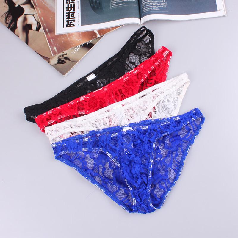 

Underpants Mens Underwear Briefs Low Waist Sexy Lace Transparent, White