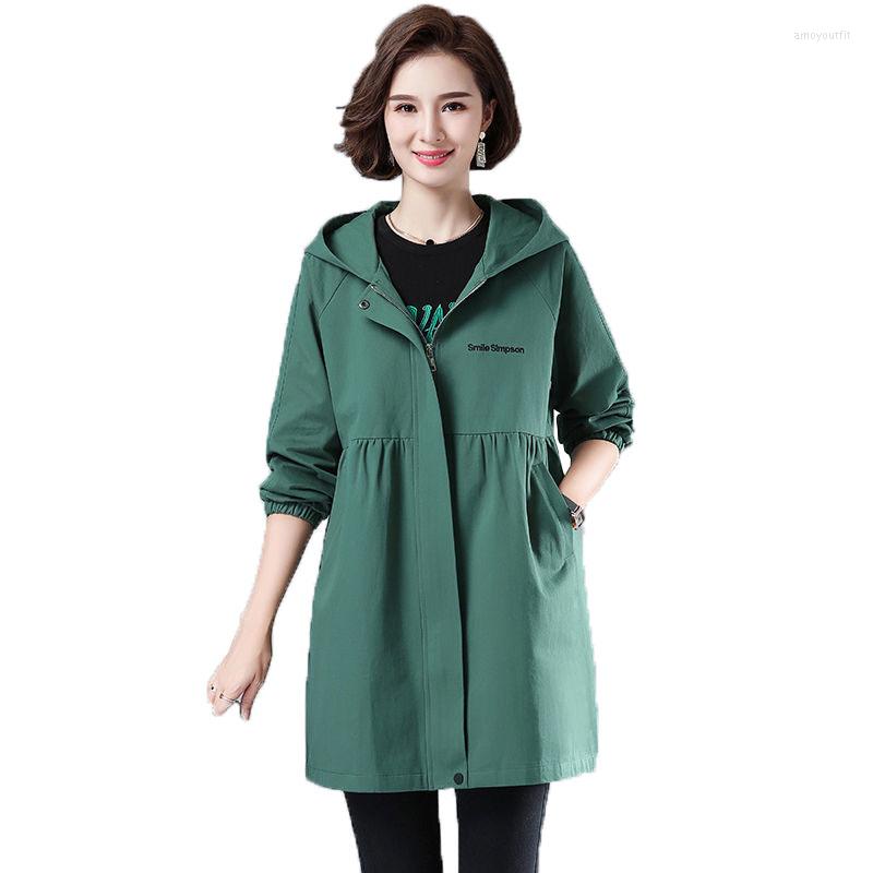 

Women's Trench Coats 5XL Women Windbreaker 2022 Female Spring Autumn Coat Loose Hooded Women's Clothing A555, Green