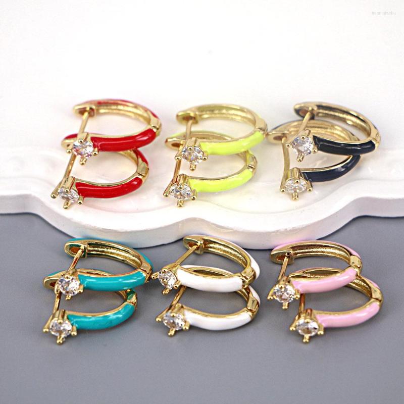 

Hoop Earrings 10 Pairs 2022 Gold Fashion Enamel Zircon For Women Simple Round Circle Charm Jewelry CZ Accessories