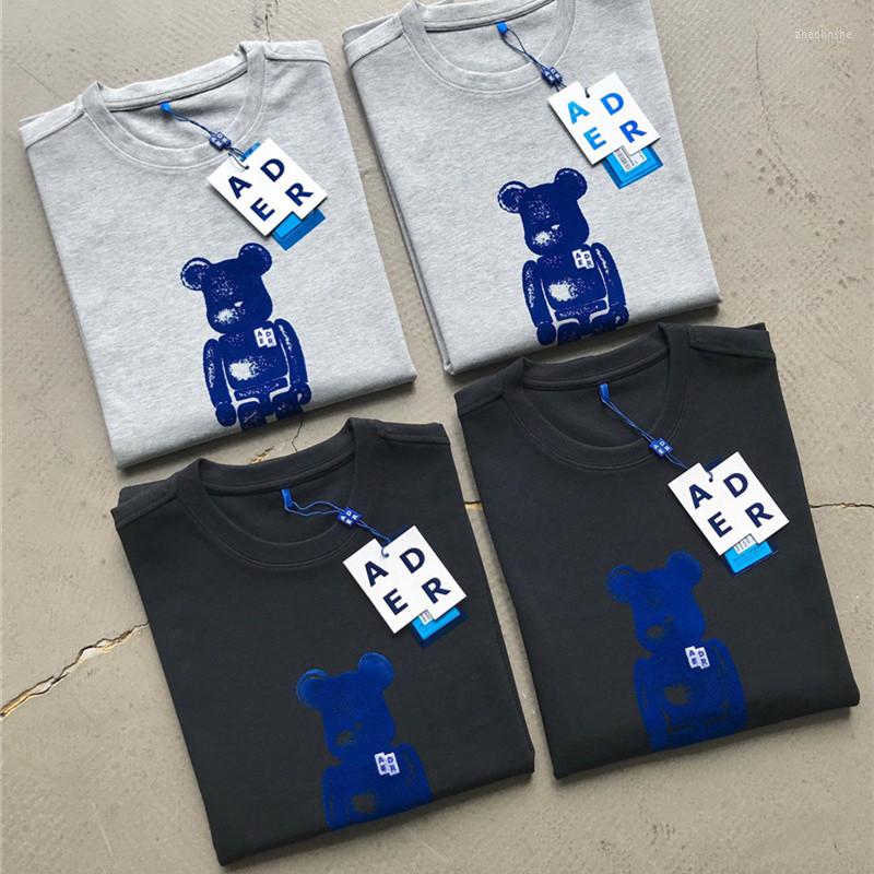 

Men's T Shirts Original ADER ERROR Bear T-shirt Men Women Blue Flocking Cartoon Logo Adererror Tee High Quality Tops Short Sleeve