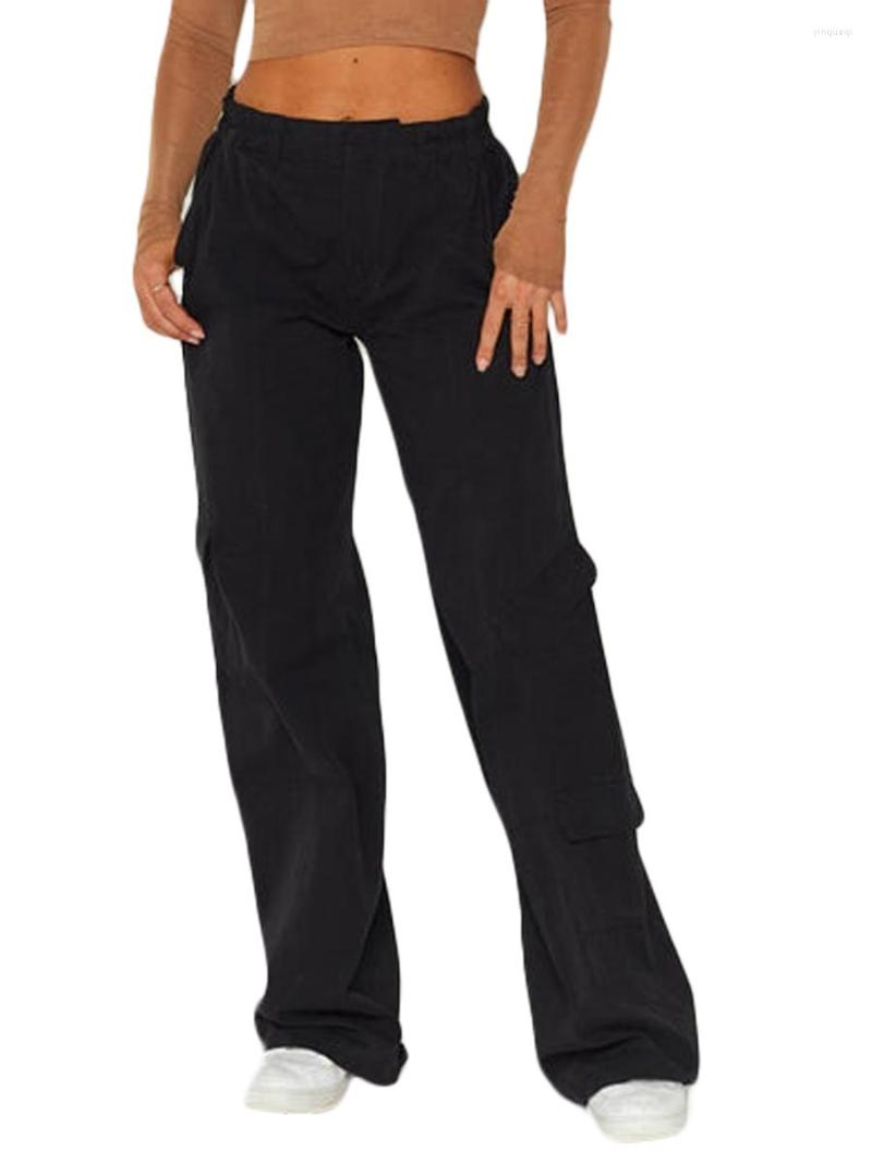 

Men' Pants BEAFNKSG Women Loose Cargo Casual Harajuku Vintage Straight Leg Trousers Elastic Waist Baggy Jogger With Pockets, Black