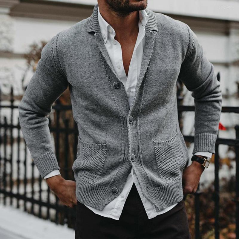 

Men's Sweaters Men Coat Single-breasted Simple Style Warm Pure Color Full Sleeve Spring Sweater Male Clothes, Black