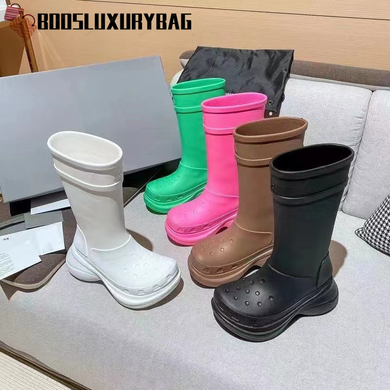 

2023 Women Designer Boot Boots Rain Rubber Winter Rainboots Platform Ankle Slip-On Half Pink Black Green Focalistic CROSS Outdoor Luxury Croc Size 35-42 Balencaigas, #6