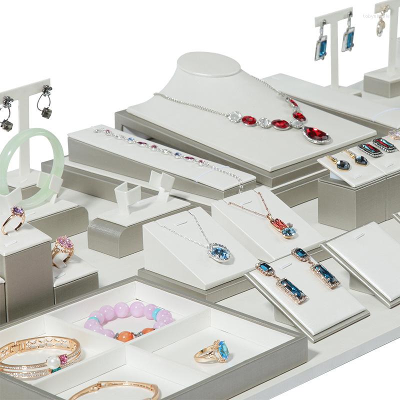 

Jewelry Pouches PU Leather Stand Ring Necklace Bracelet Display Prop Counter