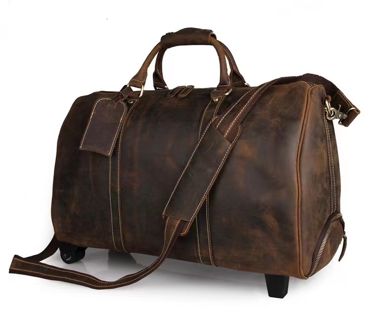 

Duffel Bags Trend of leather pull rod bag manufacturers wholesale generation of large capacity durable men's bags luggage bags 221114, Black