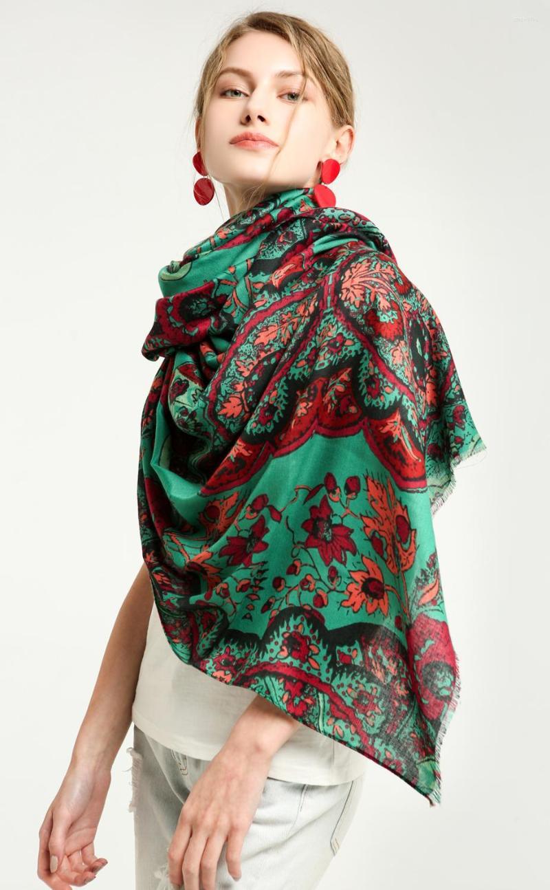 

Scarves 2022 Fashion Winter Scarf Vintage Flower Pattern Shawls Long Floral Fringe Wrap Hijab Muffler 6 Color
