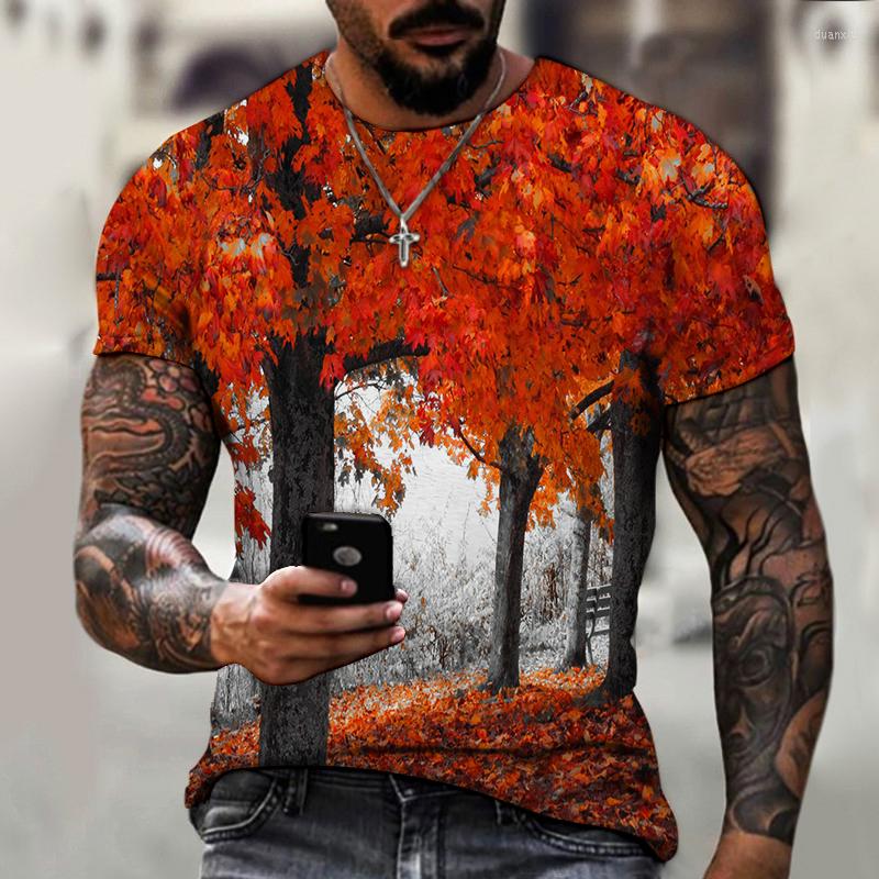 

Men's T Shirts Creative 3d Digital Printing T-shirt Natural Landscape Tree Summer Round Neck Refreshing, Wsq10014