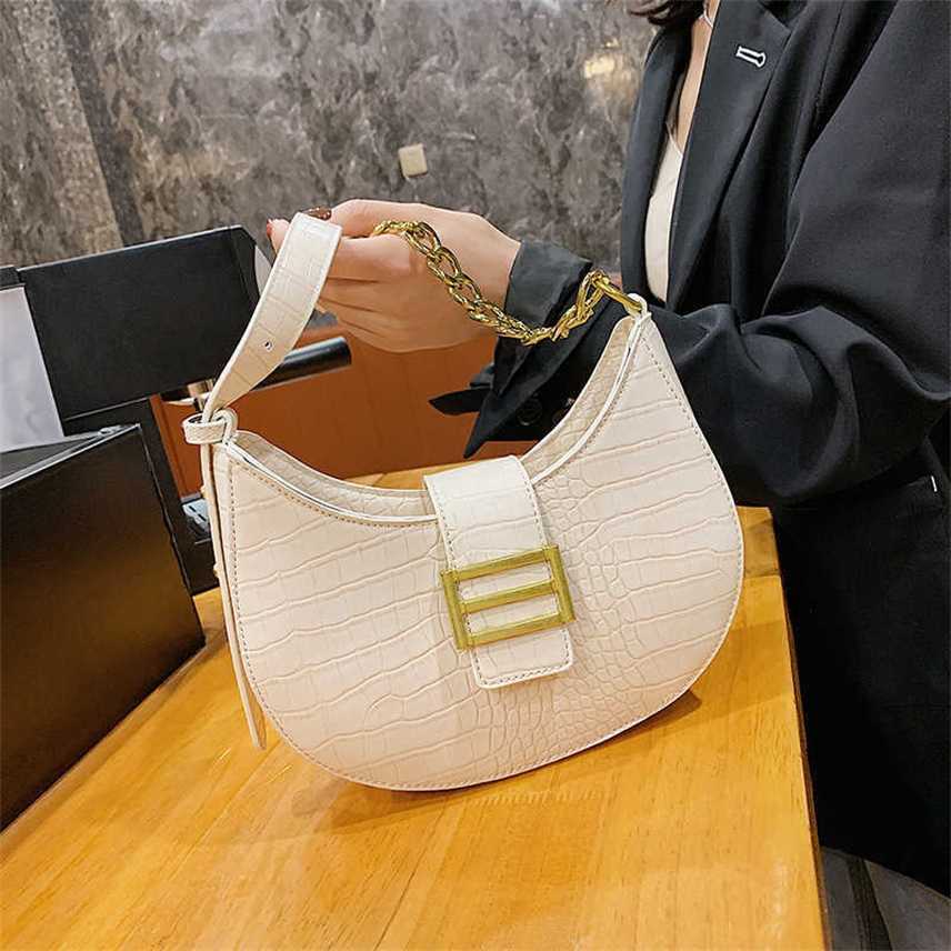

Messenger Bags small women version Versatile alligator pattern shoulder Mini cross body dumpling bag Bags trend, White