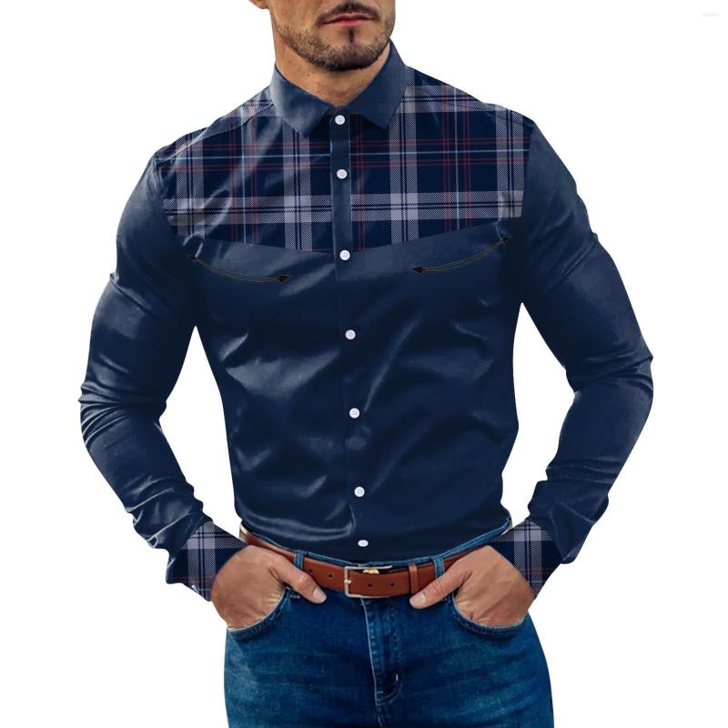 

Men's Casual Shirts Long Shirt Loose Blouse Button Down Mens Fashion Plaid Patchwork Color Fitted Sweatshirt Wool Vest, Black