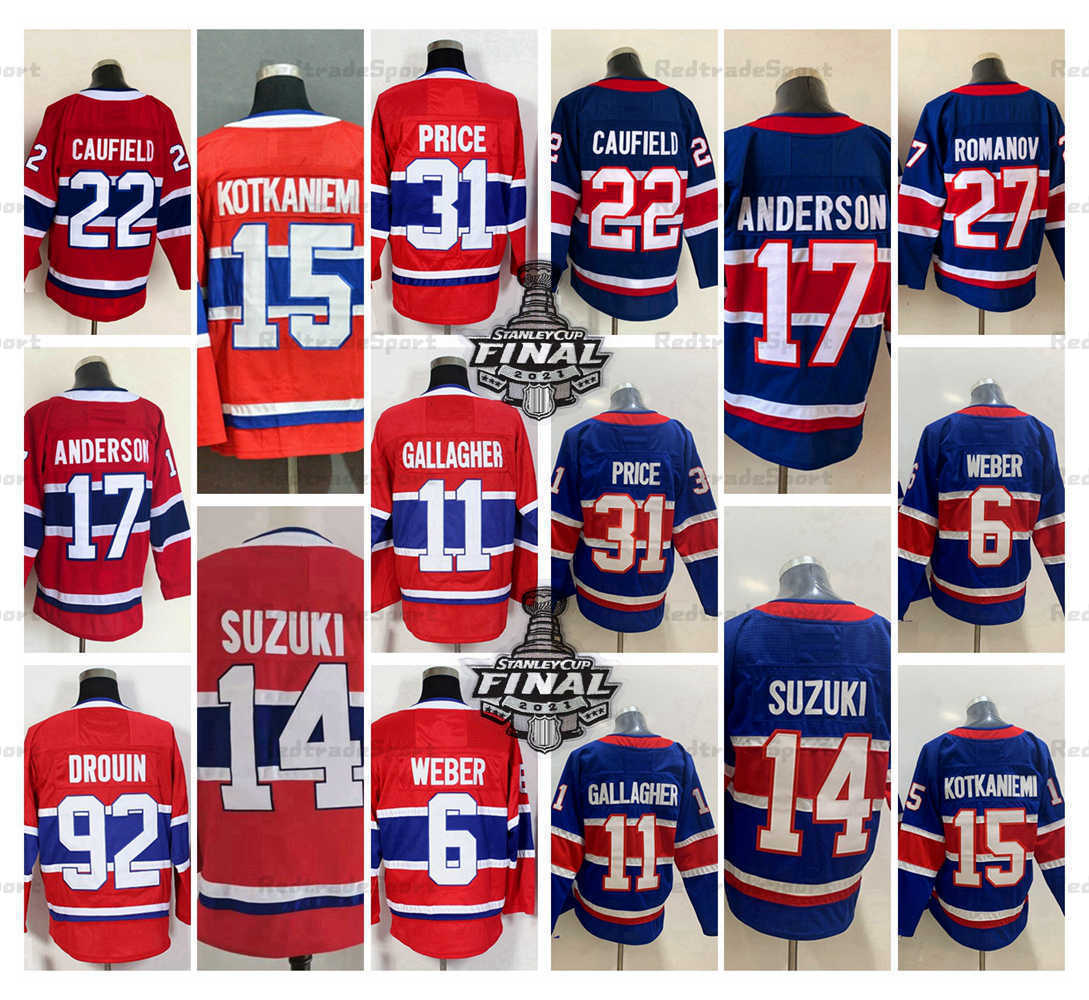 

Jersey Stanley Cup Final Cole Caufield 31 Carey Price 6 Shea Weber Hockey''Nhl''Jerseys Reverse Retro Brendan Gallagher Drouin Kotkaniemi Nick, Blue 2021 final