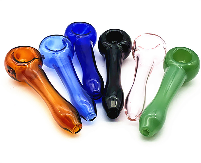 

CSYC Y072 Smoking Pipe About 10.5cm Length Spoon Glass Pipes Tobacco Dry Herb Full Color
