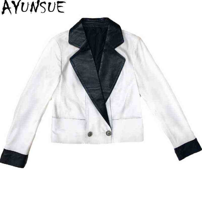 

Ayunsue Genuine Leather Jacket Woman Genuine Sheepskin Jackets Famale Short Loose Korean Fashion Jackets Women Chaqueta Mujer SQQ51 J220727, White