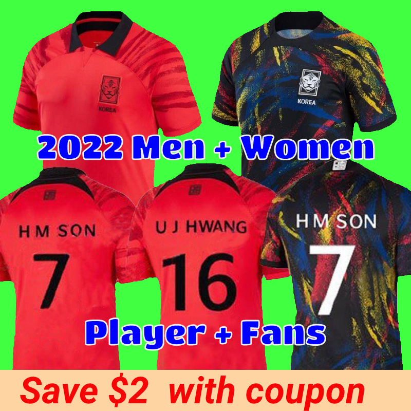 

22 23 South Korea soccer jerseys Home Red SON KIM HWANG LEE JEONG SUNG LEE KWON men women 2022 wOrLd cUP National team player fans Football shirt uniform, 2022 away women + patch2