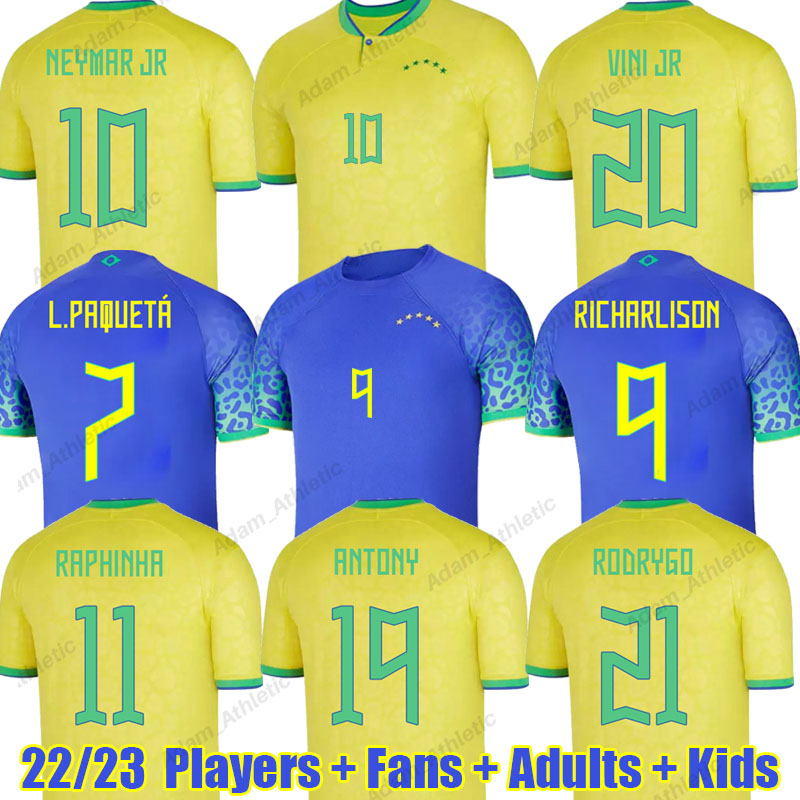 

Brasil soccer jerseys 2022 NEYMAR Brazils football shirts VINI JR ANTONY RAPHINHA RICHARLISON L.PAQUETA G.JESUS RODRYGO CASEMIRO world cup Brazilian jersey kids kit, 22-23 pre-match
