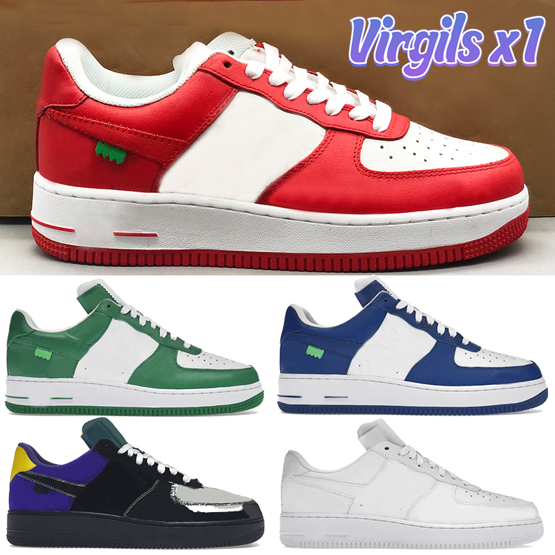 

2023 Designer Virgils x 1 mens casual shoes Black Metallic Silver white royal green red canvas logo embossed luxury men sneakers fashion women trainers US 5.5-11, White logo embossed