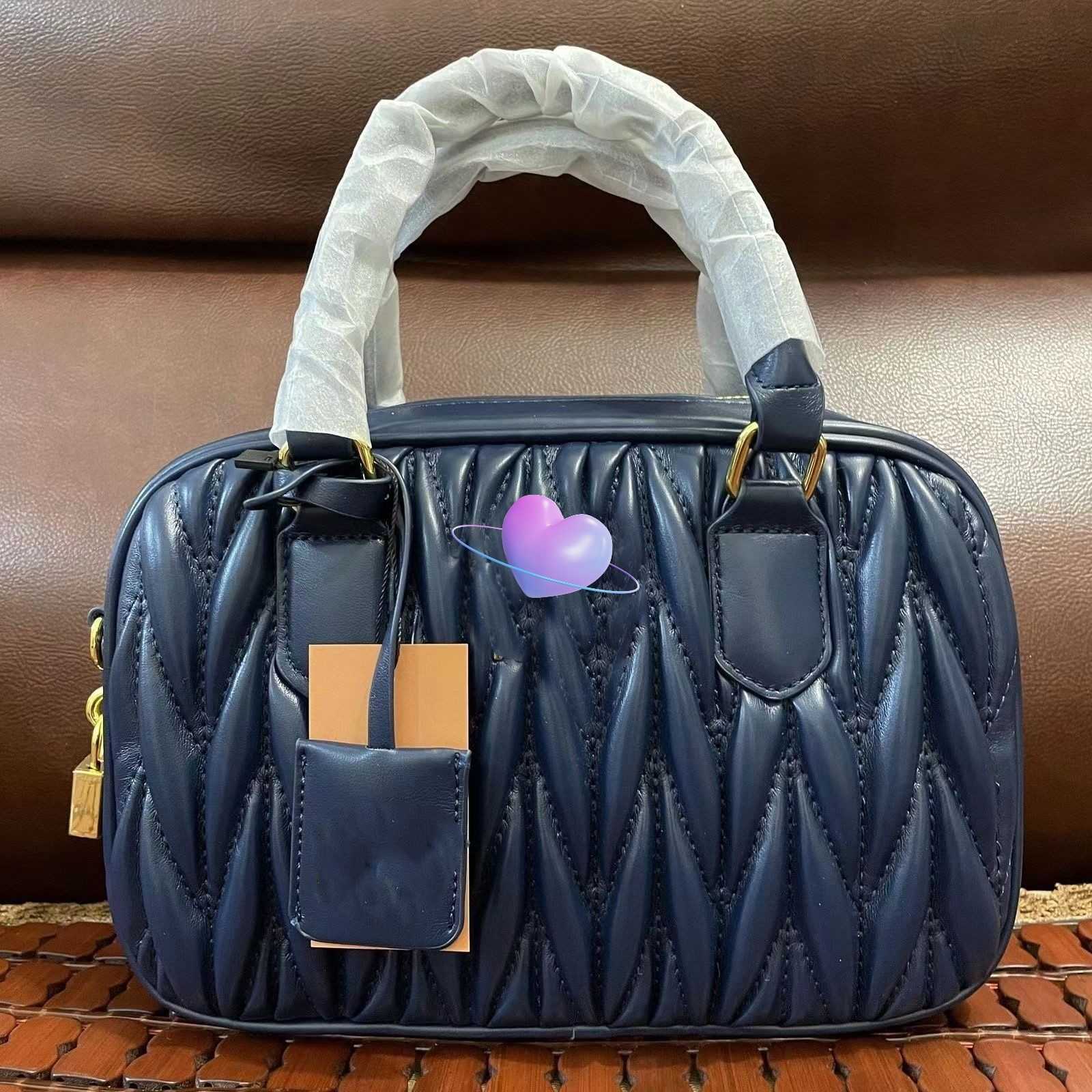 

bag Women's miu Luxury Designer Handbags Miu New Boston Pillow Bags Soft Sheepskin Shoulder Western Pleated Crossbody Bag Factory Direct Sales HUNM, Royal blue large gift box