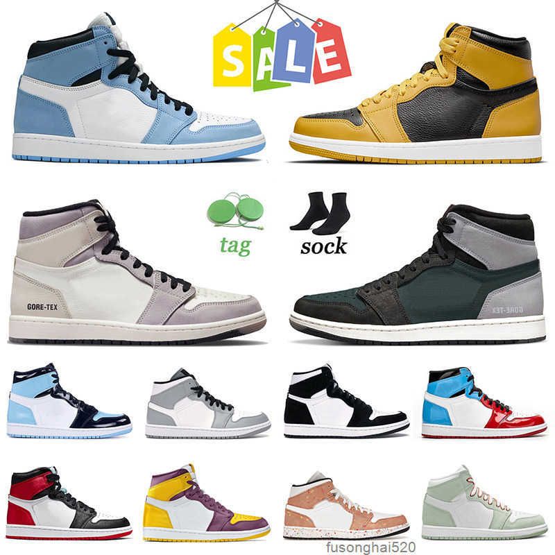 

High Quality Jumpman 1 1s Basketball Shoes University Blue Element Black Particle Grey Light Bone Pollen Unc Fearless Mid Smoke t Jordon, A7 36-46 court purple