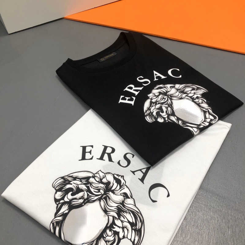 

Ver designer T shirt summer letter Medusa short sleeved solid color classic avatar tshirt couple pullover tee, White