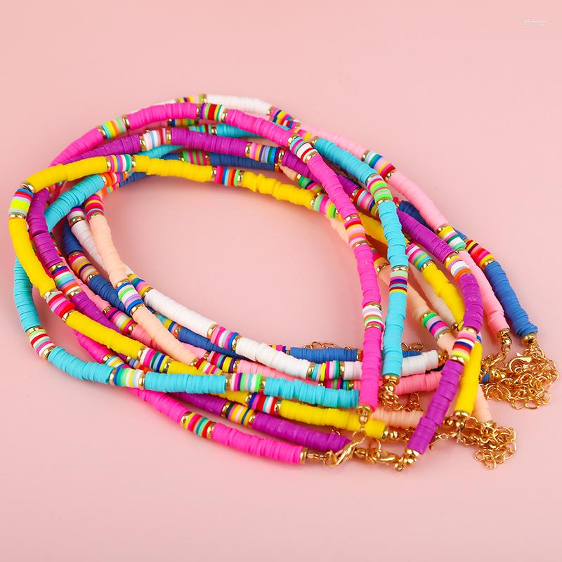 

Choker ORZTOON Bohemian 6mm Flat Round Polymer Clay Necklace Women Boho Chic Colorful Beads Beach Femme Jewelry Gift