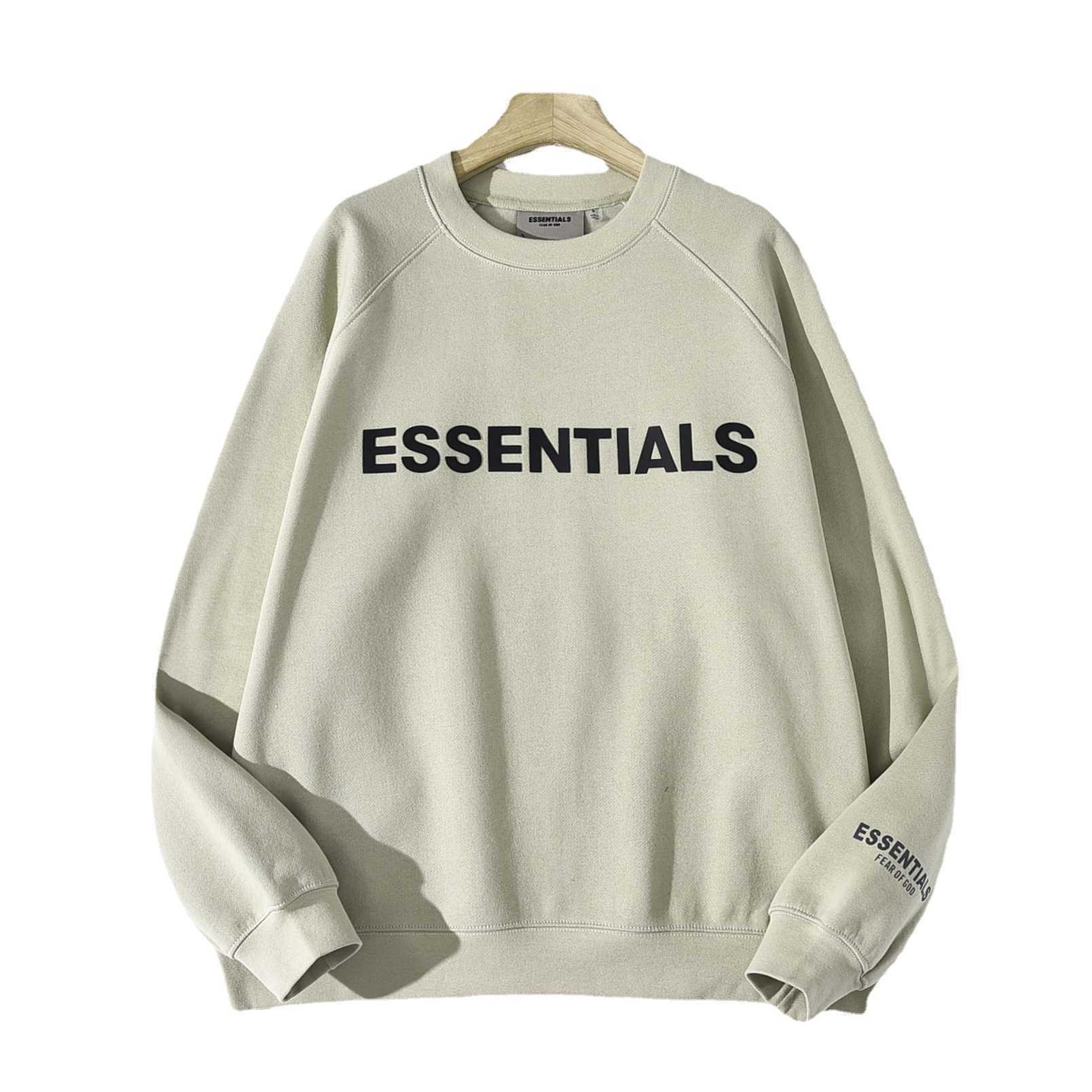 

Hoodies Sweatshirts Fear Double Thread essentials Round Neck Sweater Original Front Letter Long Sleeve, Brown