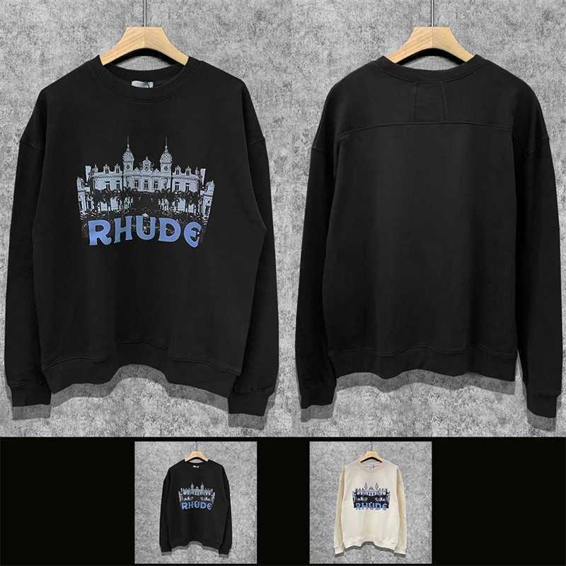 

Street Fashion Rh Limited Rhude Os Loose Hip Hop High Pullover Round Neck Sweater Hooded Jackets Coats 6jm8, Black